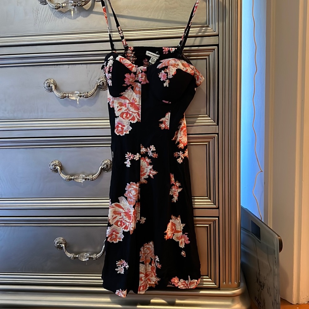 American Eagle XS floral black mini flower dress